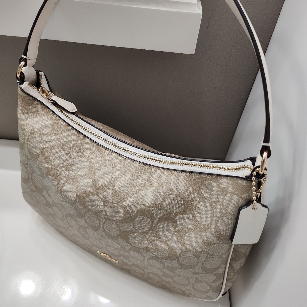 🥰EUC Coach #F29209 Signature Monogram Logo Leather Shoulder Satchel Bag, 🤎 - Picture 6 of 16